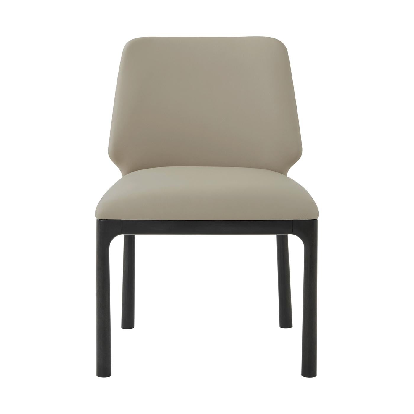 Contemporary Black Art Deco Dining Side Chairs - Leather For Sale