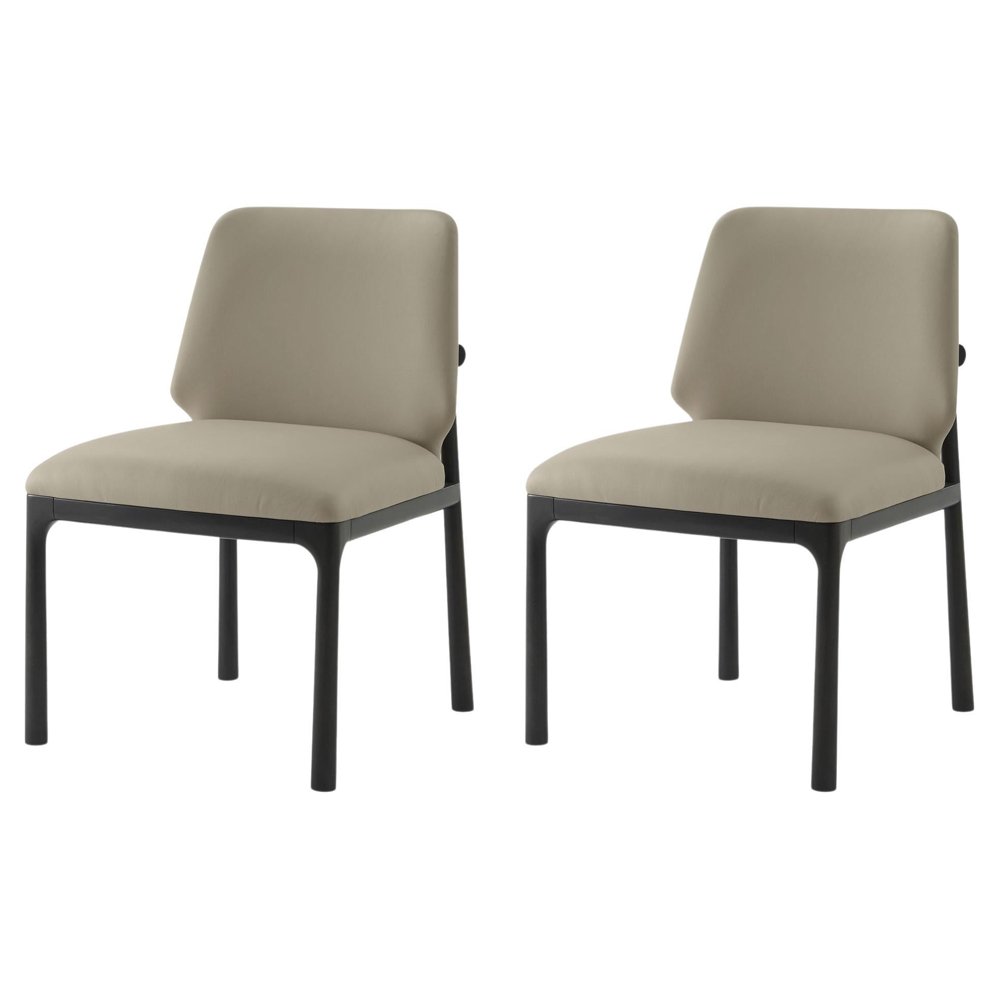 Black Art Deco Dining Side Chairs - Leather For Sale