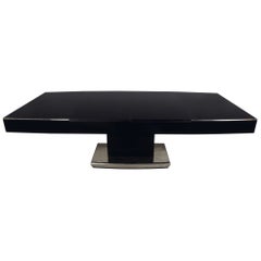 Black Art Deco Dining Table Made in 1930s Czechia, Fully Restored