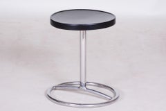 Black Art Deco Round Piano Stool, Fully Restored, 1930s