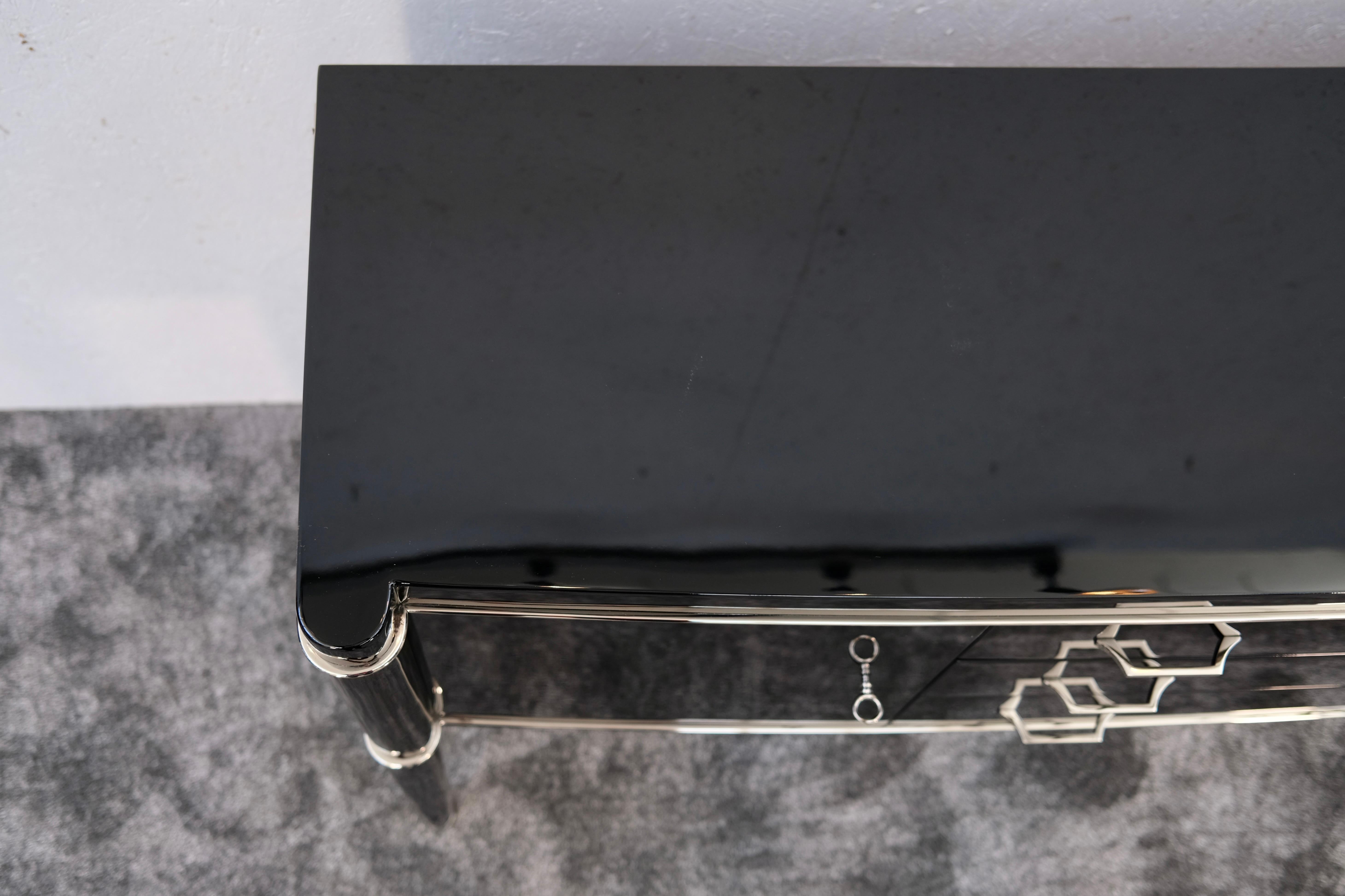 Black Lacquer Art Deco Sideboard Console Table by De Coene Frères Belgium 1940s For Sale 5