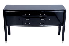 Black Lacquer Art Deco Sideboard Console Table by De Coene Frères Belgium 1940s