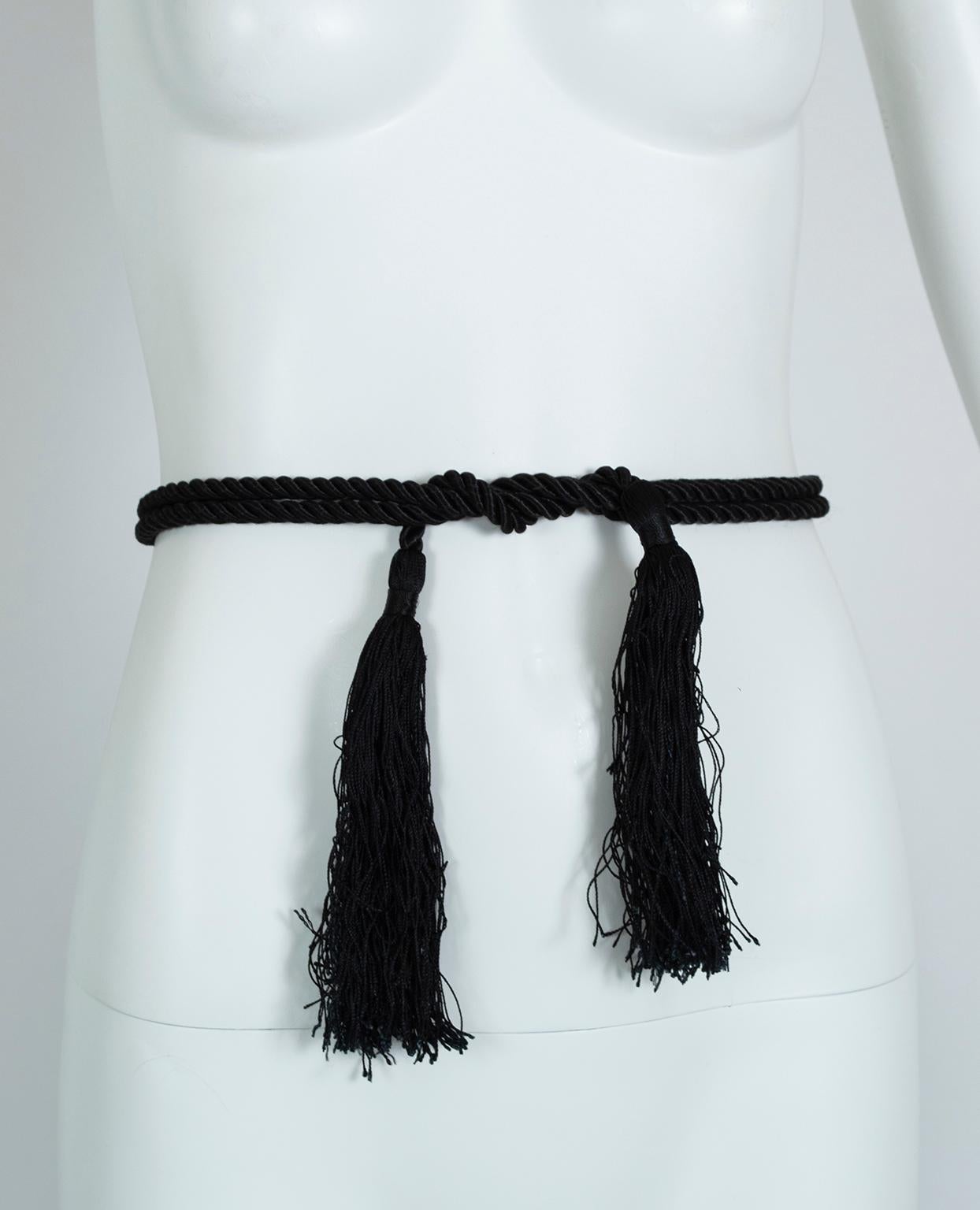 black rope belt with tassels