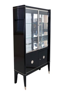 Black Art Deco Vitrine with Showcase and Doors by De Coene Frères Belgium 1940s