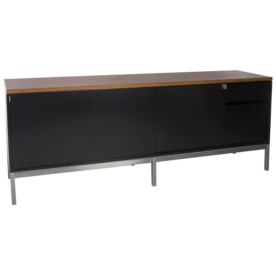 Black Art Metal Inc Walnut Credenza for Knoll