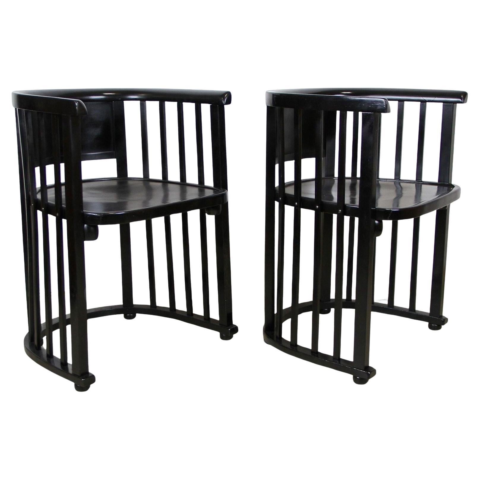 Black Art Nouveau Armchairs by J. Hoffmann Attributed to J&J Kohn, AT ca. 1910