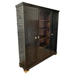 Black Art Nouveau Bookcase with Glassfront and Brassfittings (Vienna, 1910)