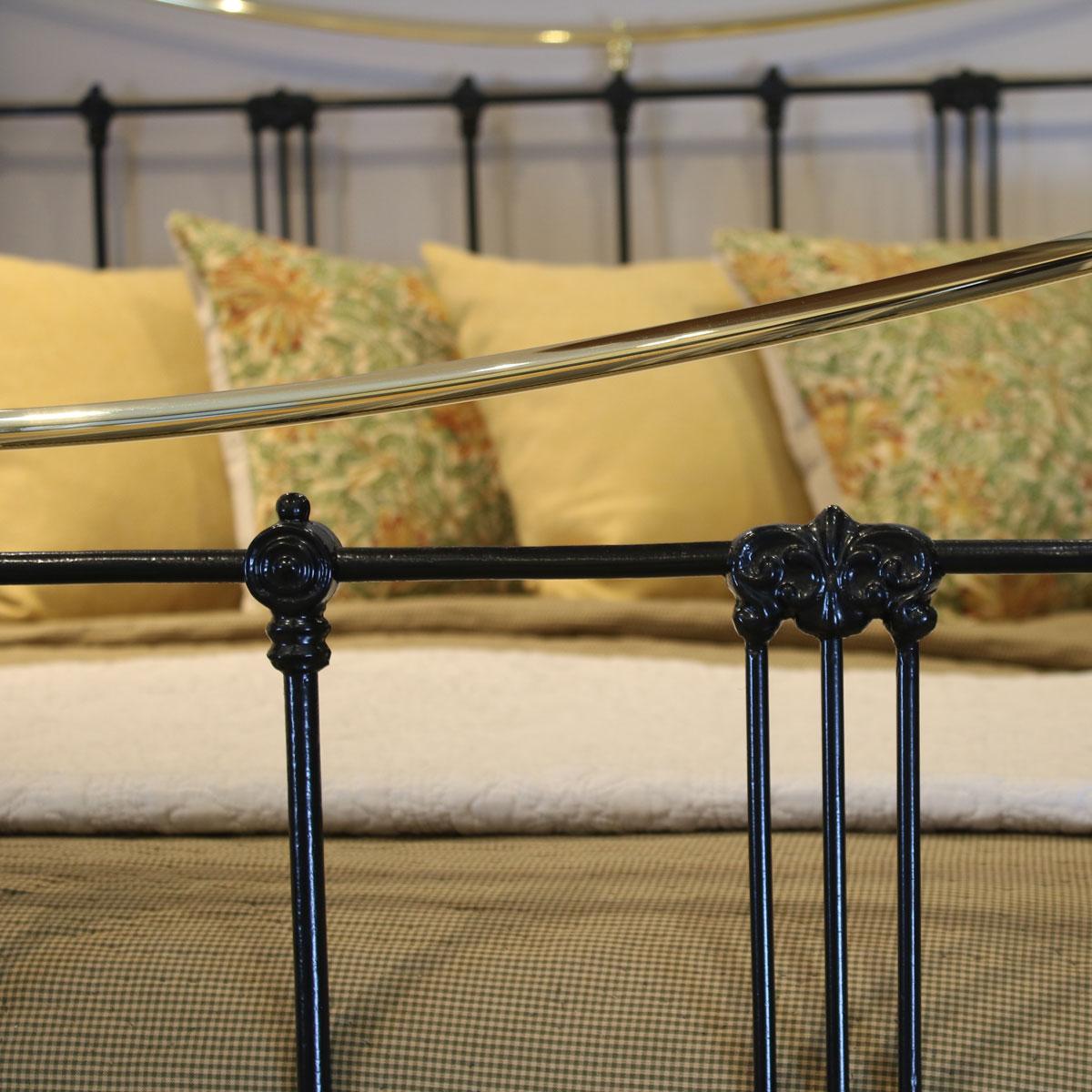 Victorian Black Art Nouveau Brass and Iron Bed MK220