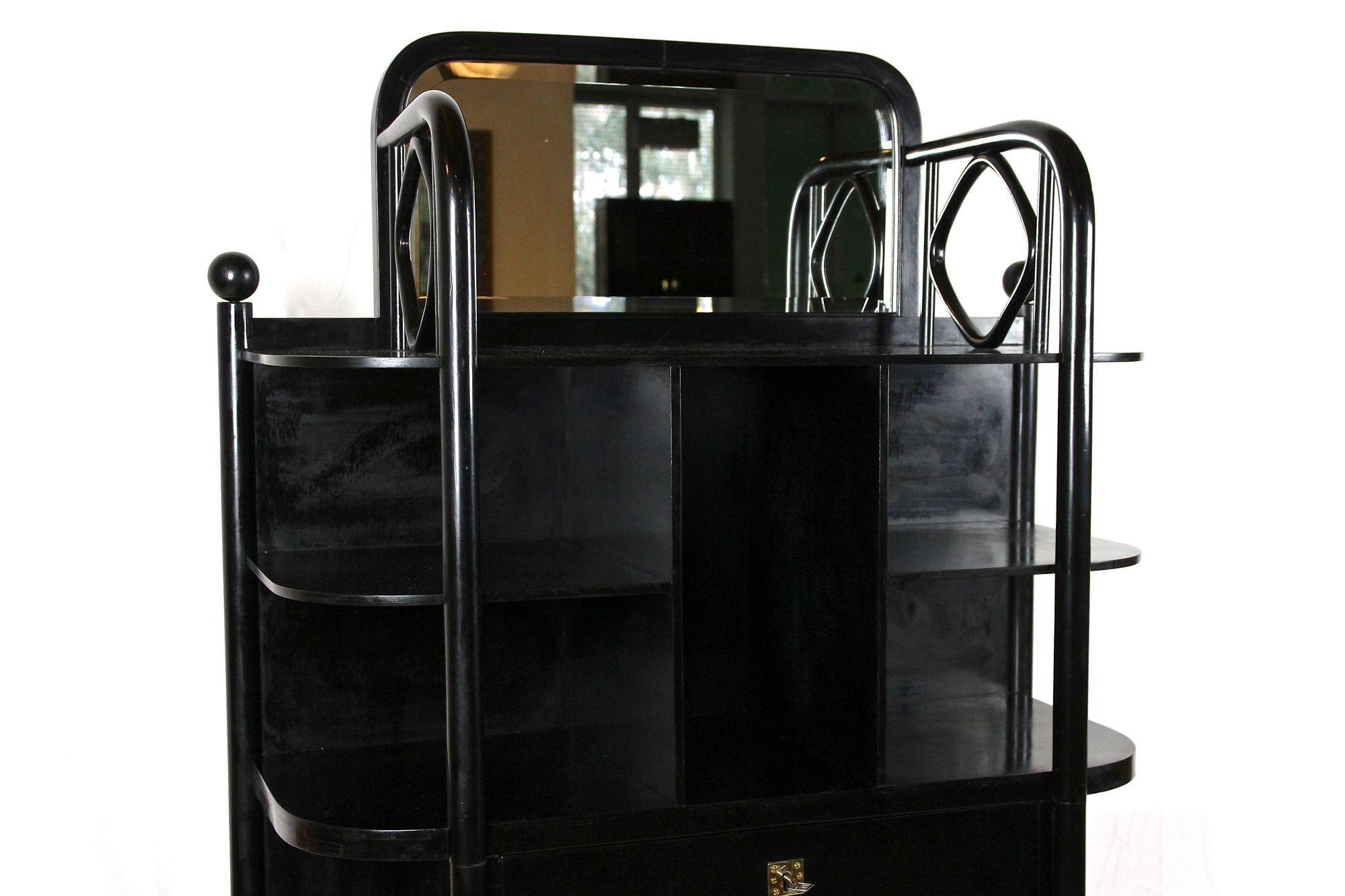 Austrian Black Art Nouveau Display Cabinet by Josef Hoffmann for Thonet, AT ca. 1905 For Sale