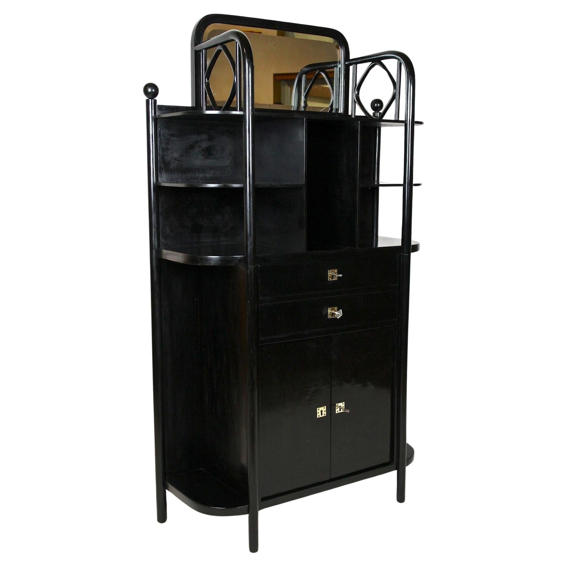 Black Art Nouveau Display Cabinet by Josef Hoffmann for Thonet, AT ca. 1905 For Sale