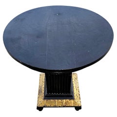 Table de Gueridon Art Nouveau noire avec éléments décoratifs en laiton, Autriche, années 1900