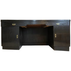 Antique Black Art Nouveau Oak Wood Desk from 1925