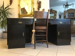 Black Art Nouveau Oak Wood Desk from 1925