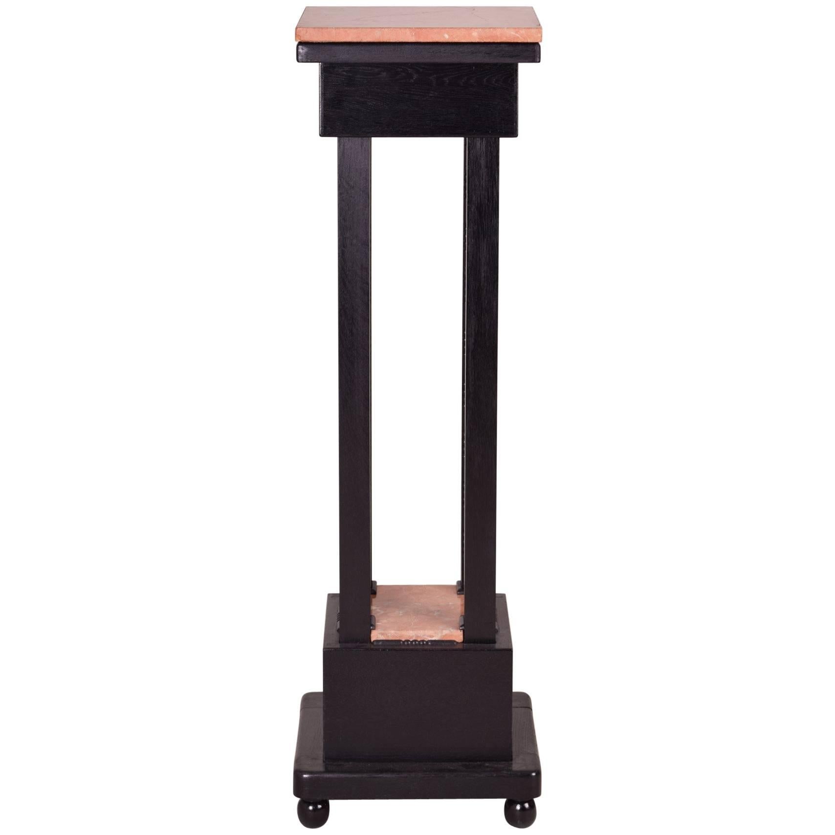 Black Artdeco Pedestal from Austria with Pink Marble, Period 1920-1929