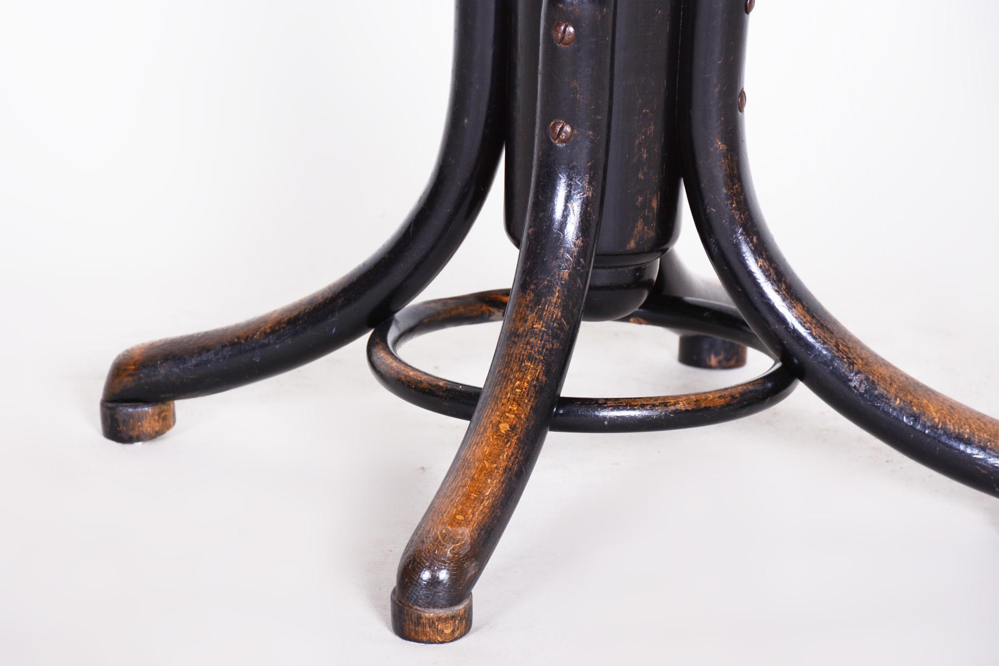 20th Century Black Art Deco Round Piano Chair by Thonet, Original Preserved Condition, 1920s