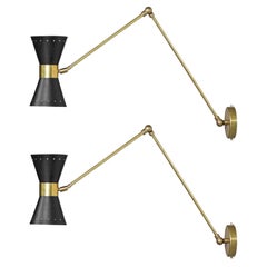 Black Articulated Modern Italian Sconces Design Stilnovo Noa Brass ML137