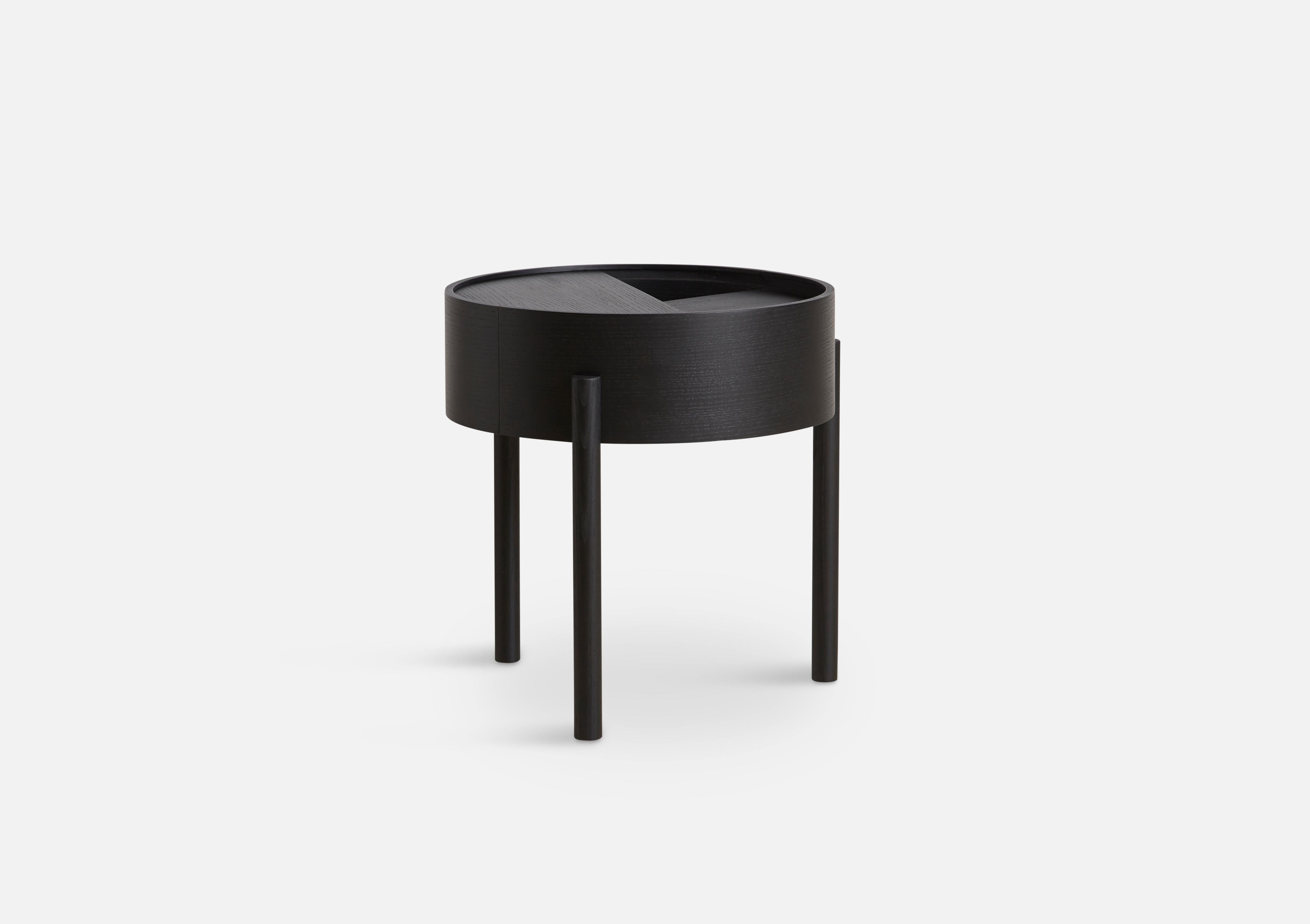 Black Ash Arc Side Table by Ditte Vad and Julie Bertrup
Materials: Ash, Nano Laminate
Dimensions: D 42 x W 42 x H 45 cm.
Also available in different sizes and materials: Ash, Oak, Walnut venner with solid Ash, Oak, Walnut legs. Please contact