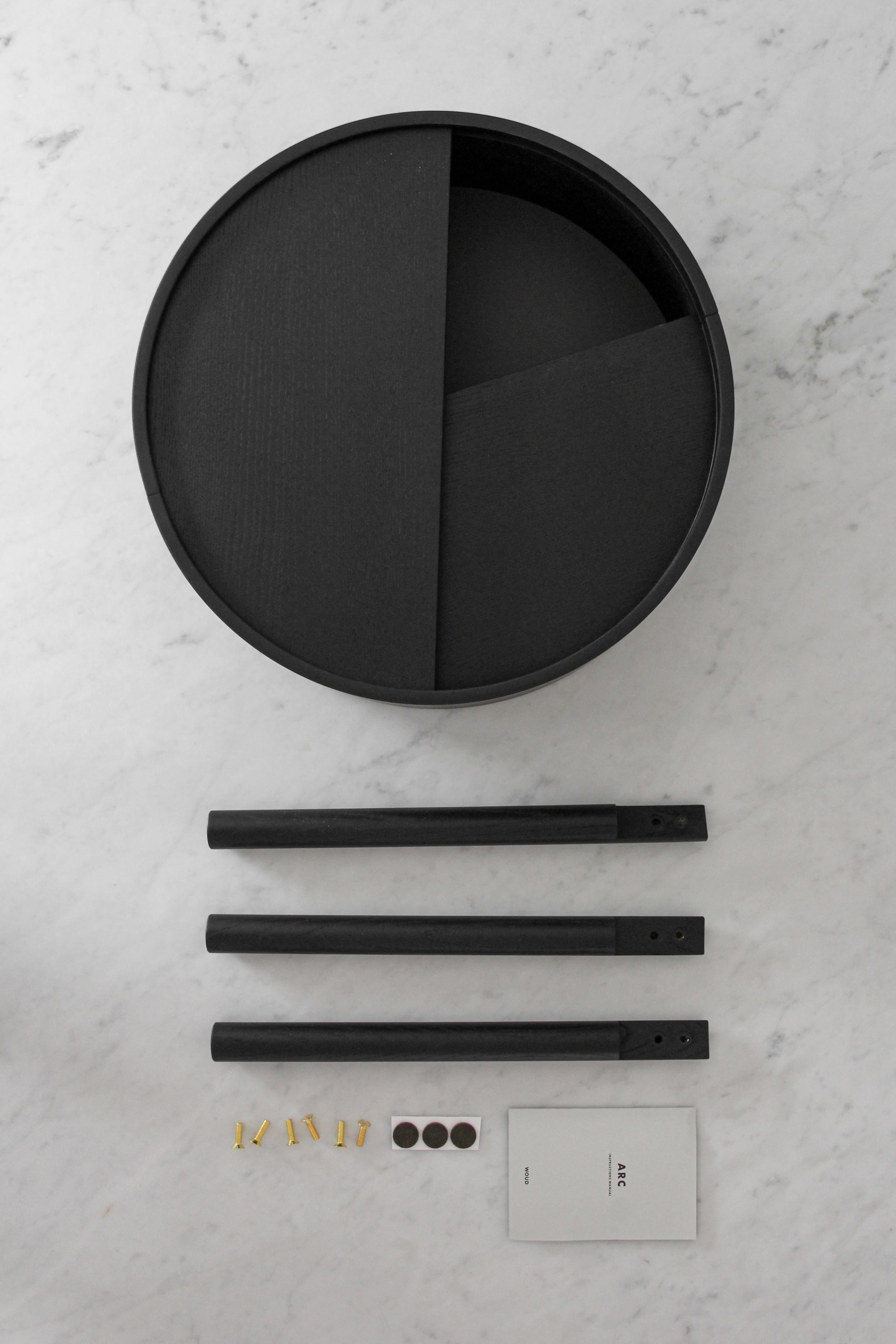 Post-Modern Black Ash Arc Side Table by Ditte Vad and Julie Bertrup For Sale