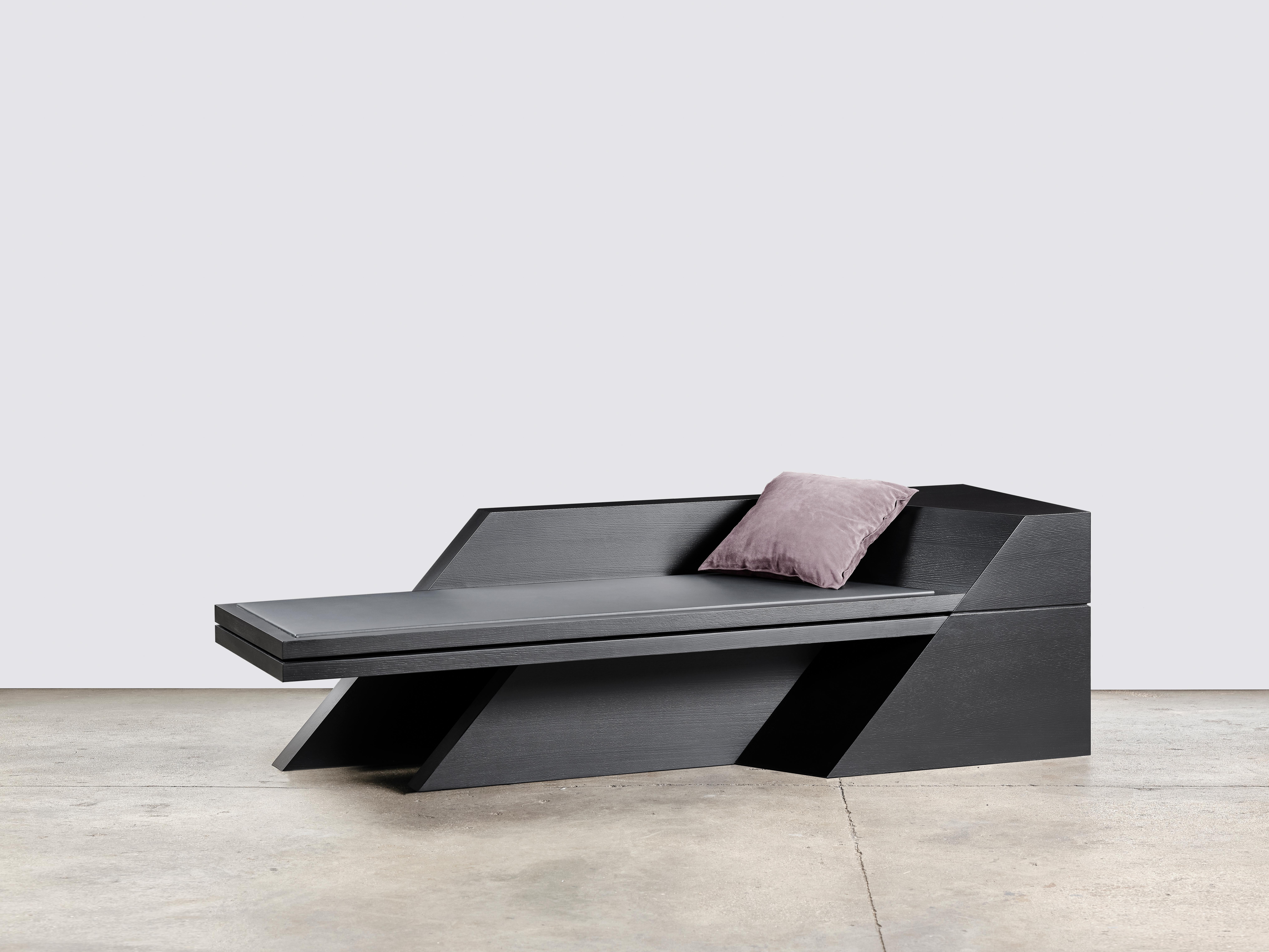 Modern Black Ash Chaise Longue Sculpted by Lupo Horiōkami For Sale