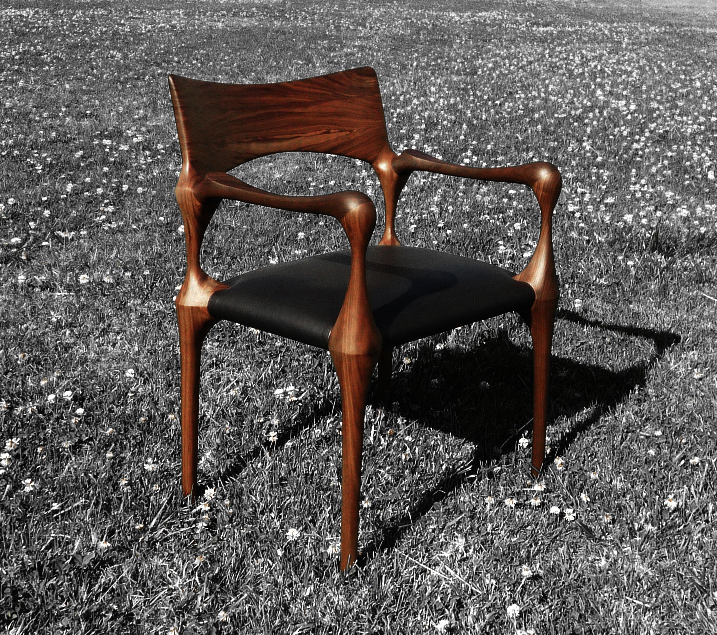 European Black Ash Dining Chair with Black Leather Seat
