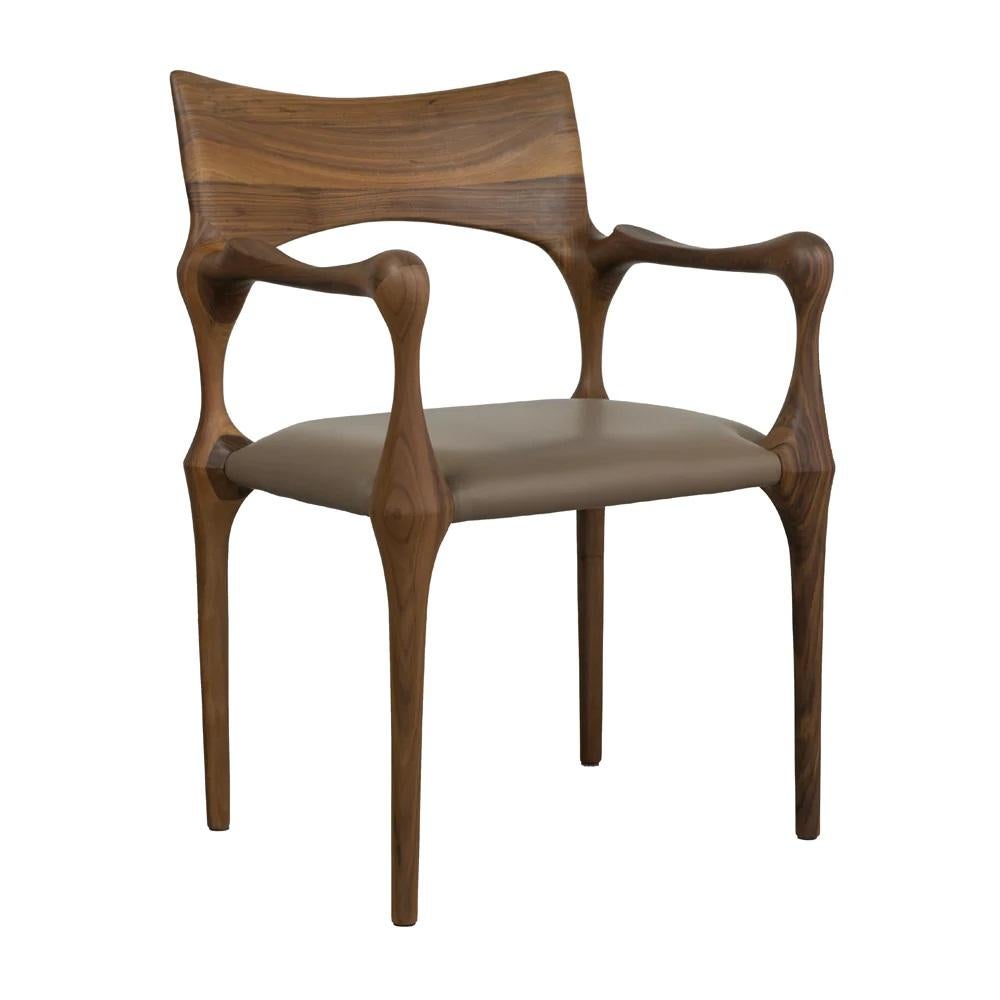 Contemporary Black Ash Dining Chair with Black Leather Seat