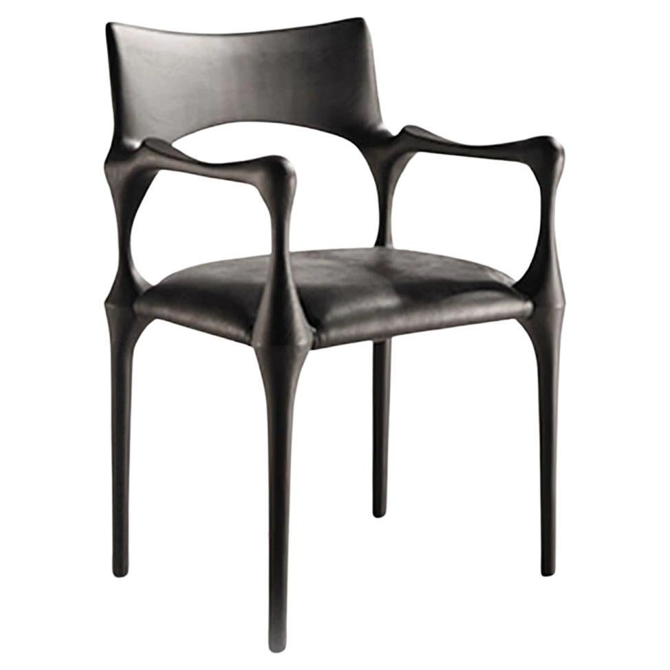 Black Ash Dining Chair with Black Leather Seat