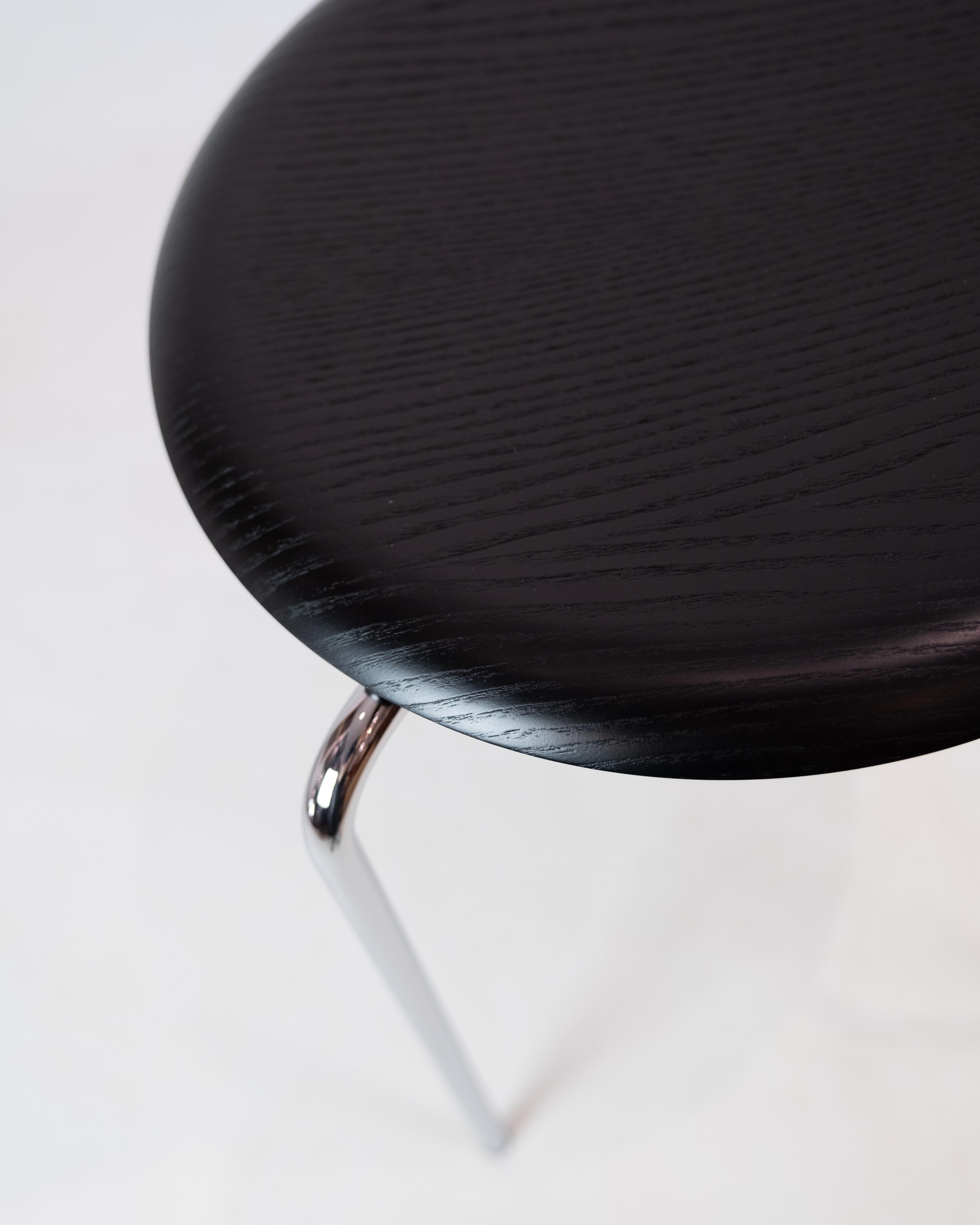 Mid-Century Modern Black Ash Dot Footstools by Arne Jacobsen Produced by Fritz Hansen  For Sale