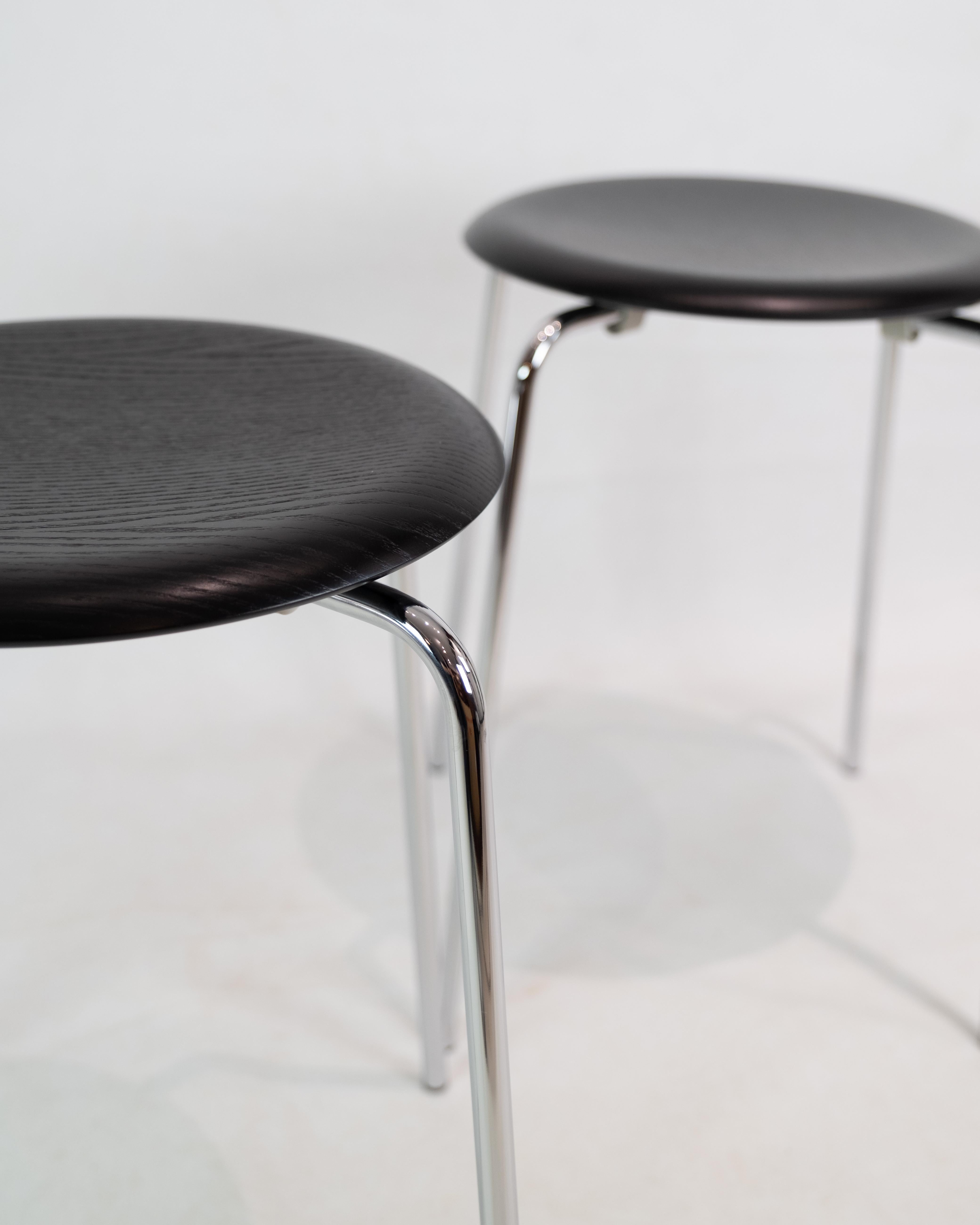 Black Ash Dot Footstools by Arne Jacobsen Produced by Fritz Hansen  In Excellent Condition For Sale In Lejre, DK