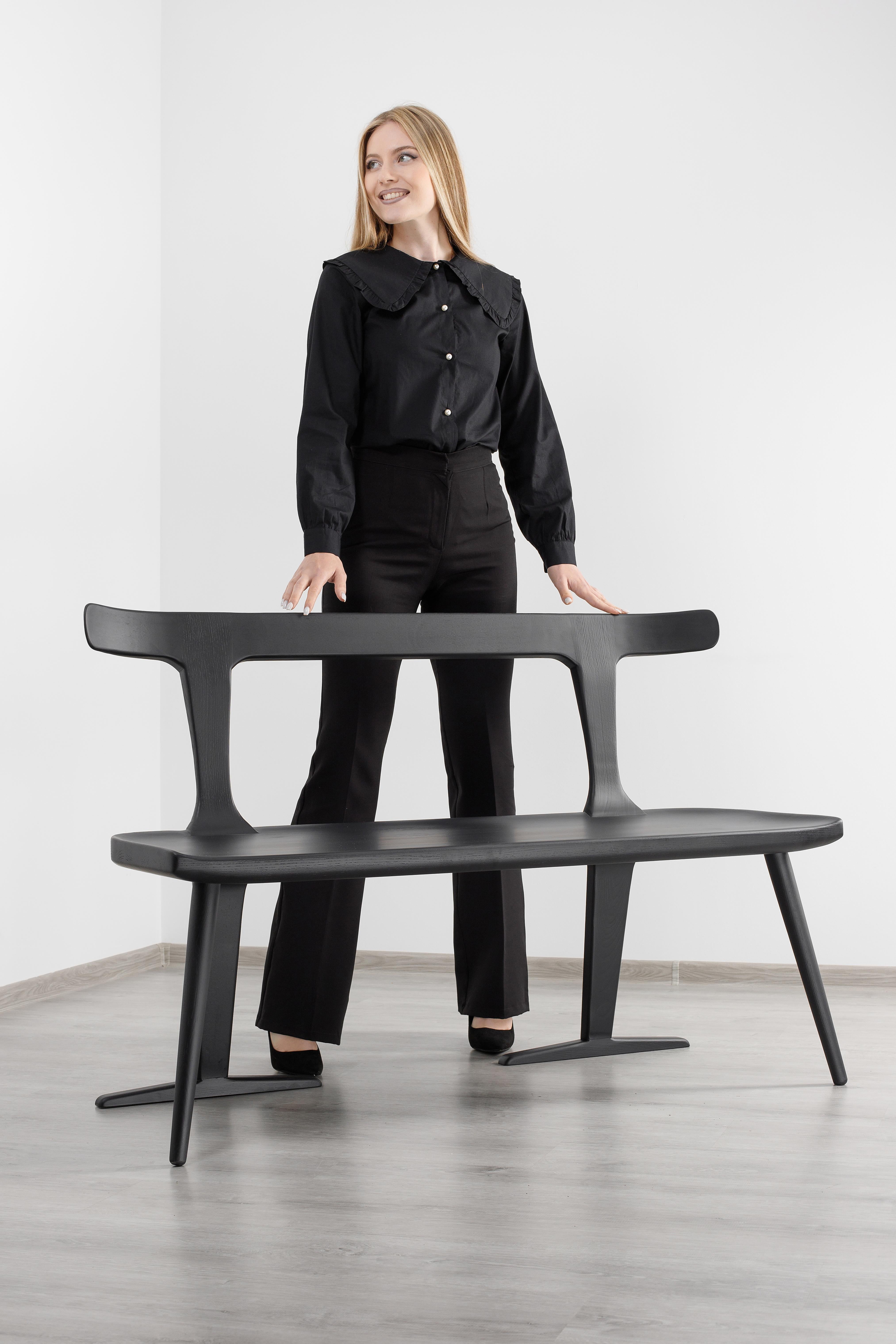 Black Ash Solid Wood Bench For Sale 5
