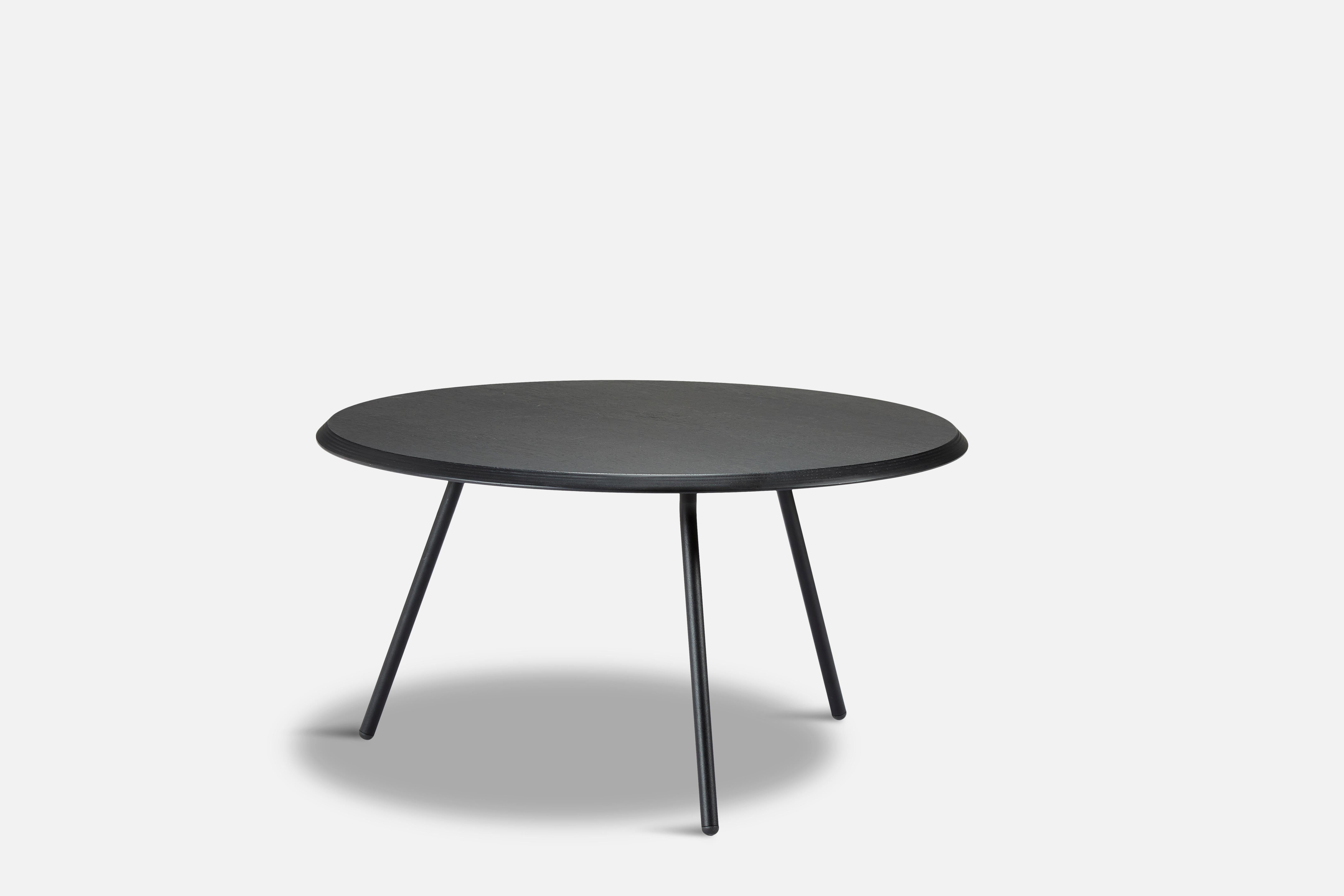 Black ash soround coffee table (Ø75 cm) by Nur design.
Materials: metal, ash.
Dimensions: D 75 x W 75 x H 49 cm.
Also available in different sizes.

The founders, Mia and Torben Koed, decided to put their 30 years of experience into a new