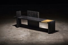 Black Ash wood Bench with Brushed Brass Inlay "Montcalm Bench"