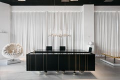 Black Ash wood Sideboard Marquina Marble, Made In Italy