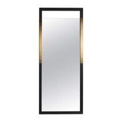 Black Ashwood Standing Mirror with Brass Inlay "Broadway Standing Mirror"