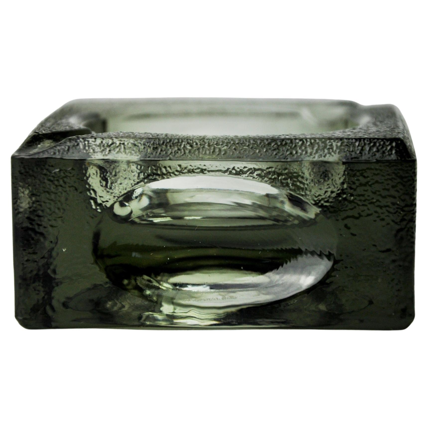Black ashtray by Antonio Imperatore, frosted murano glass, Italy 1970