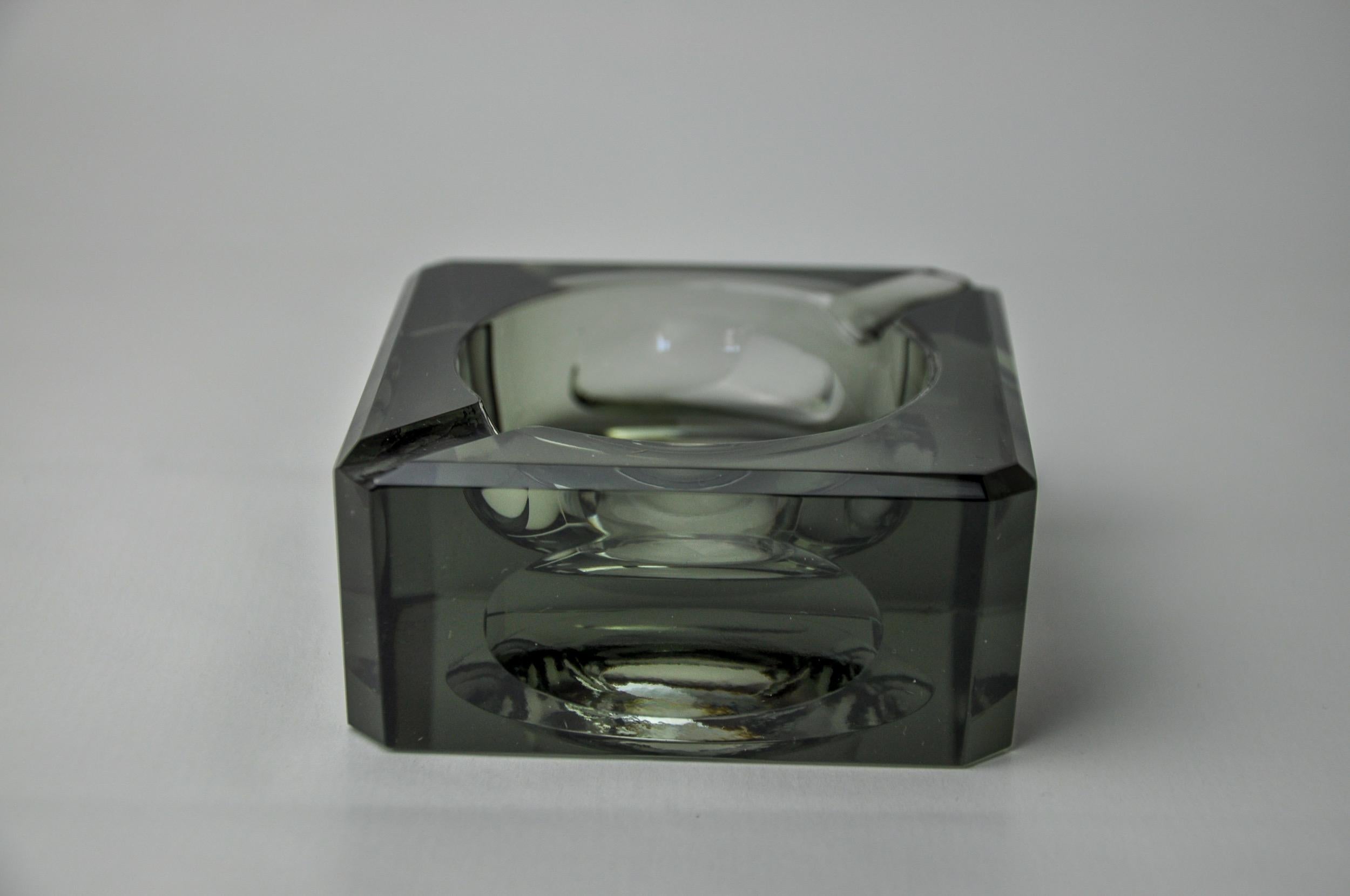 Hollywood Regency Black ashtray by Antonio Imperatore, murano glass, Italy, 1970 For Sale