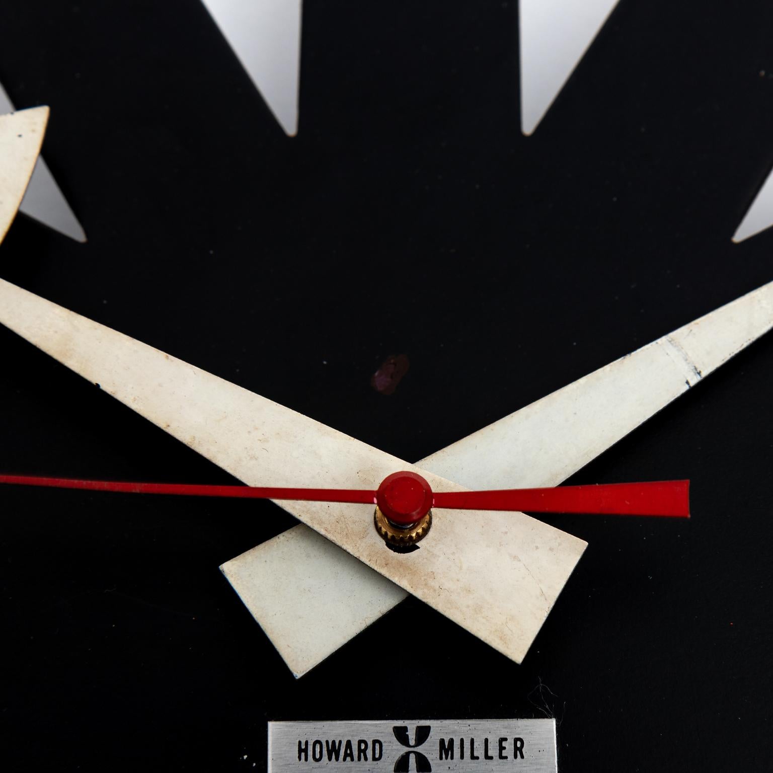 Black Asterisk Wall Clock by George Nelson for Howard Miller In Good Condition In Stamford, CT