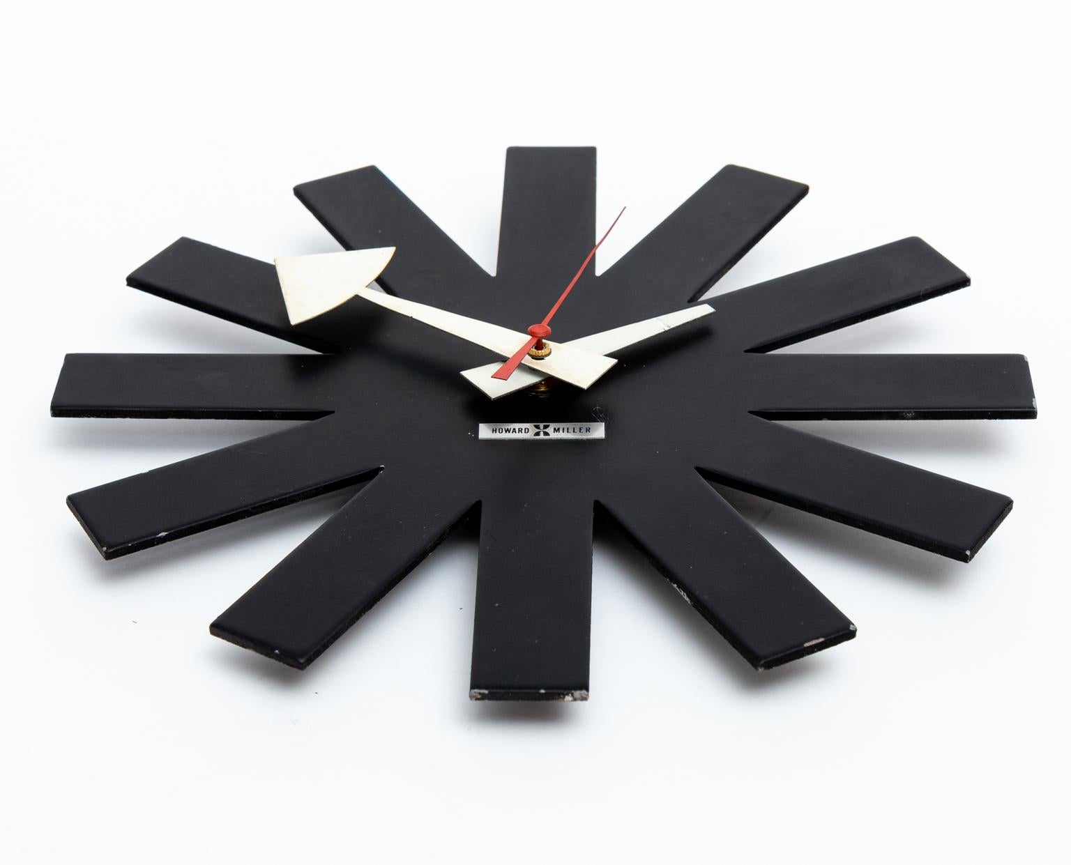 Brass Black Asterisk Wall Clock by George Nelson for Howard Miller