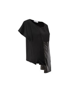 Black Asymmetric Chainmail Panel Top Size M