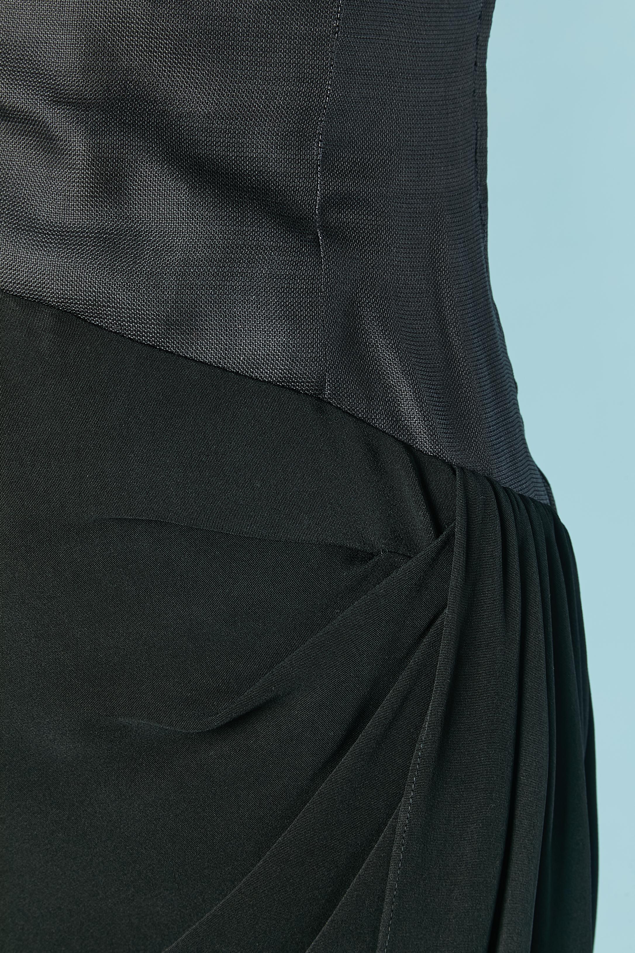Black asymmetrical bustier cocktail dress Yves Saint Laurent ( no brand tag) In Excellent Condition For Sale In Saint-Ouen-Sur-Seine, FR