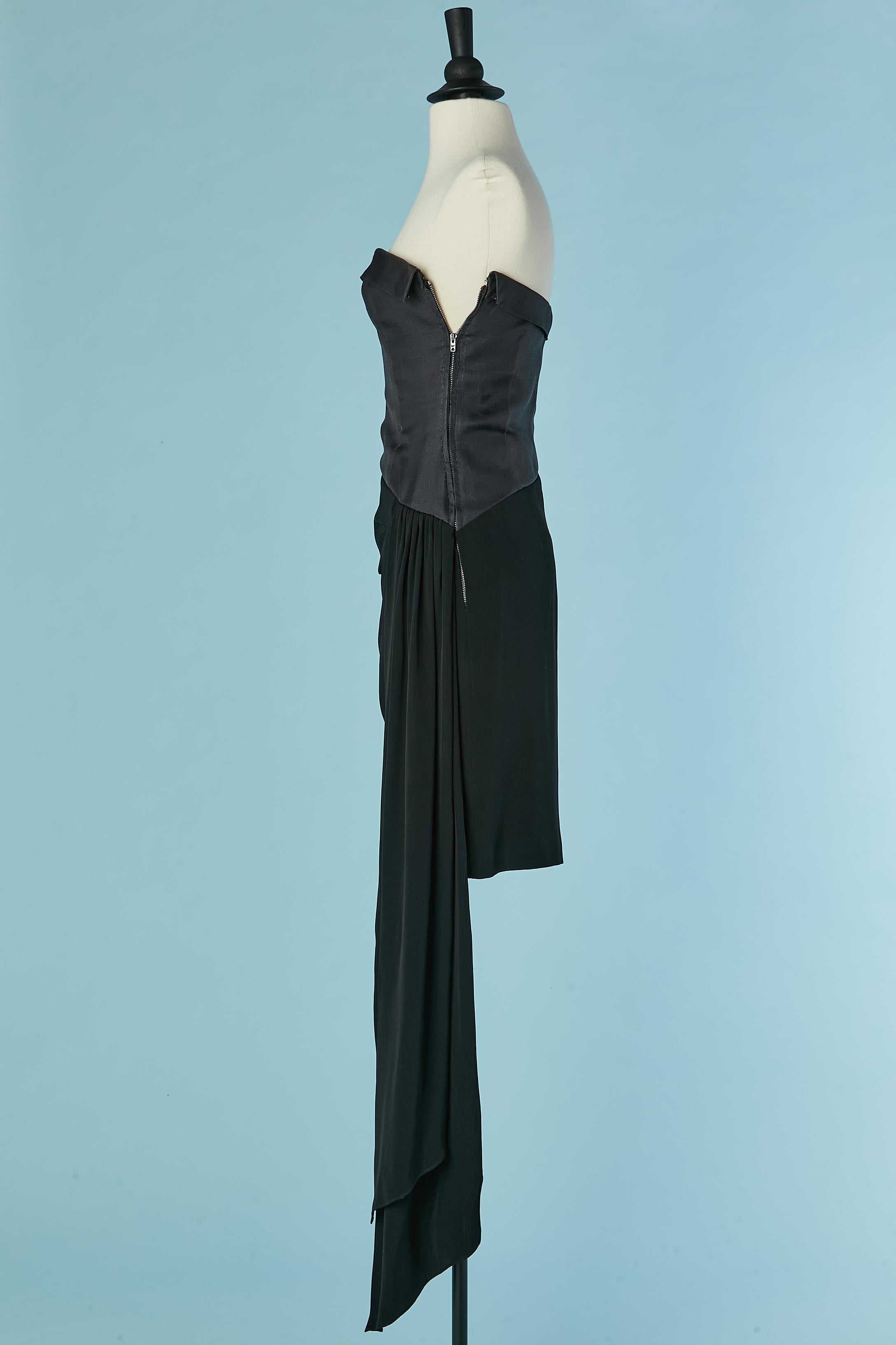Women's Black asymmetrical bustier cocktail dress Yves Saint Laurent ( no brand tag) For Sale