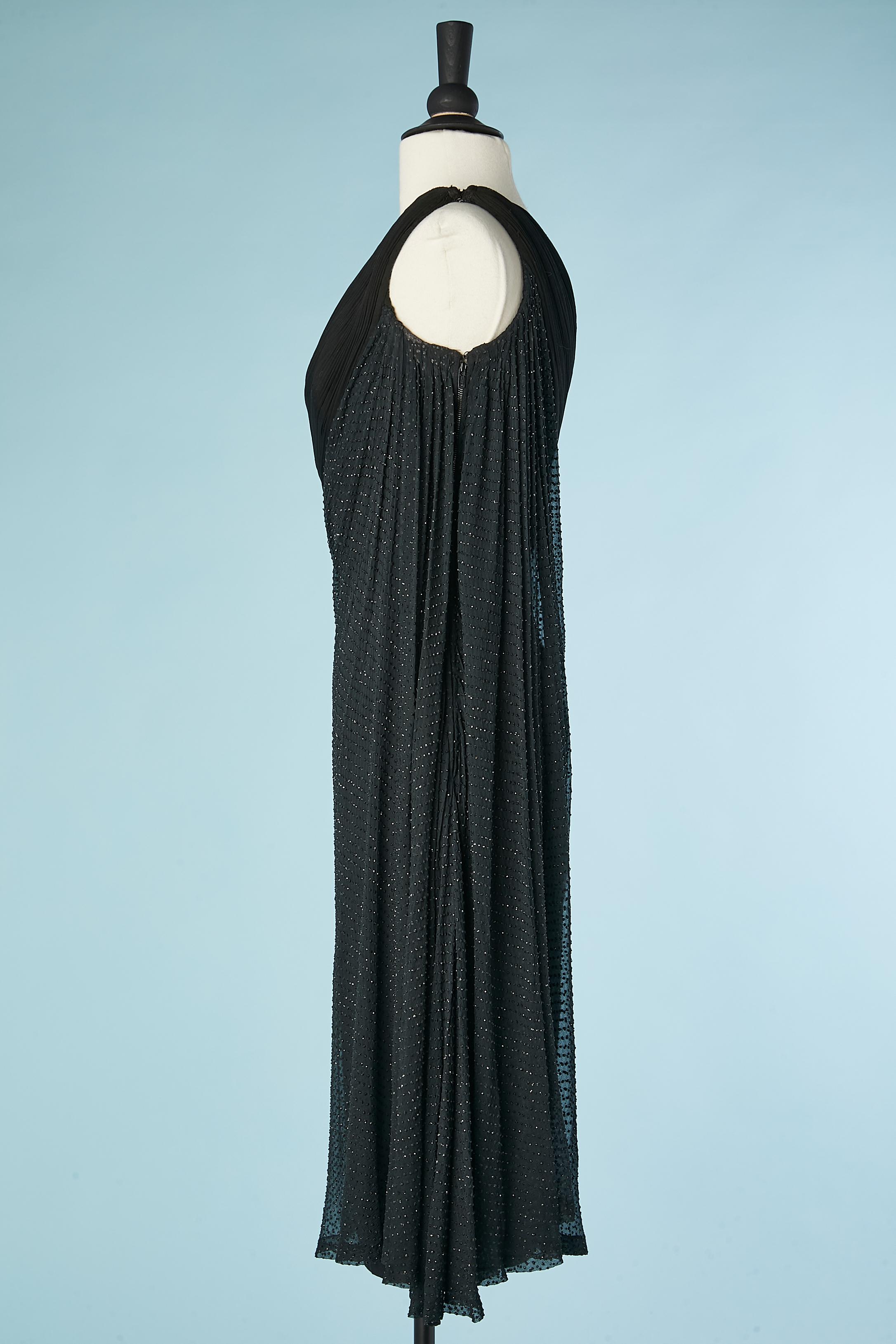 Black asymmetrical cocktail dress pleated and draped Grès 1962 For Sale 2