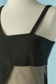 Black asymmetrical cocktail dress with cut-work and transparent inset MUGLER