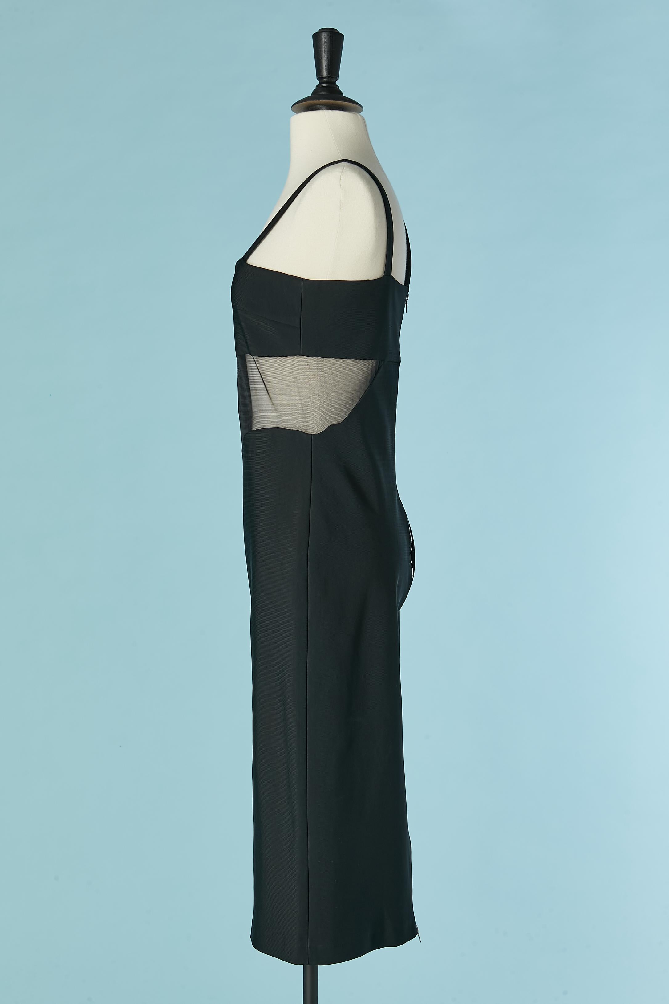 Women's Black asymmetrical cocktail dress with cut-work and transparent inset MUGLER For Sale