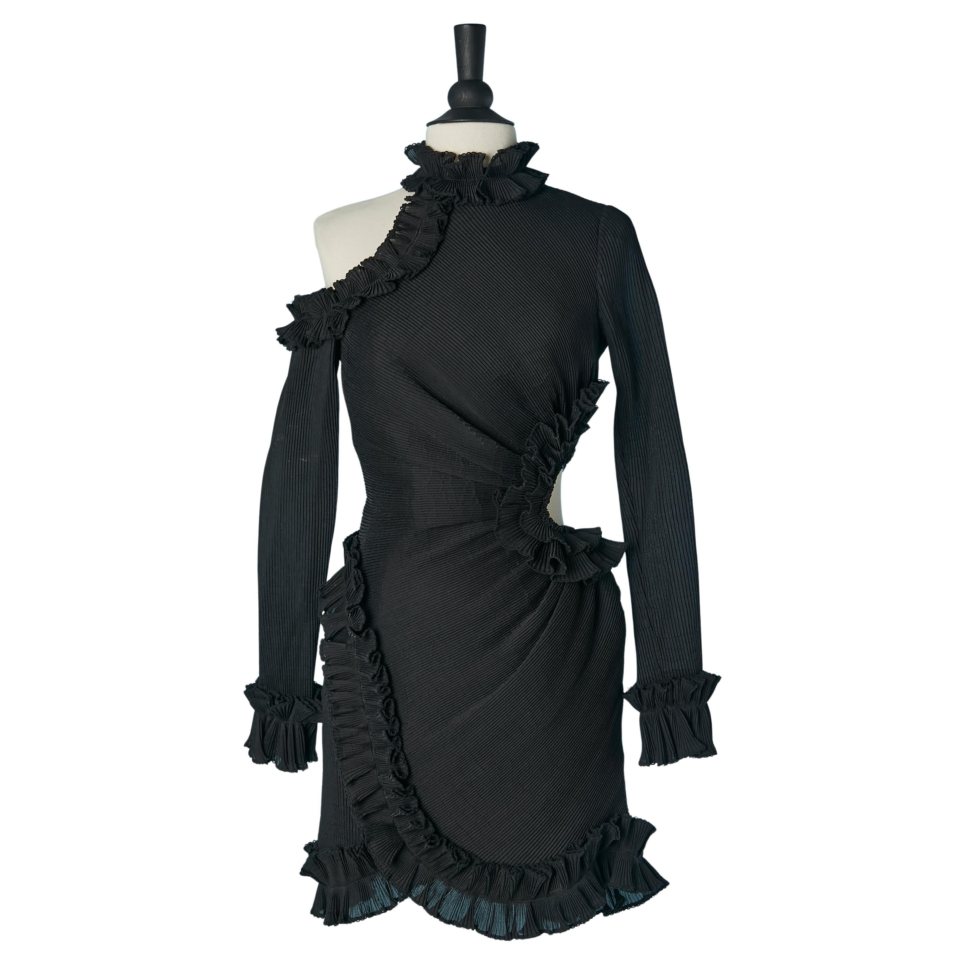 Vestido de cóctel negro asimétrico con volantes ZIMMERMANN en venta
