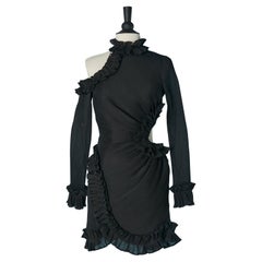 Robe de cocktail asymétrique noire à volants Zimmermann