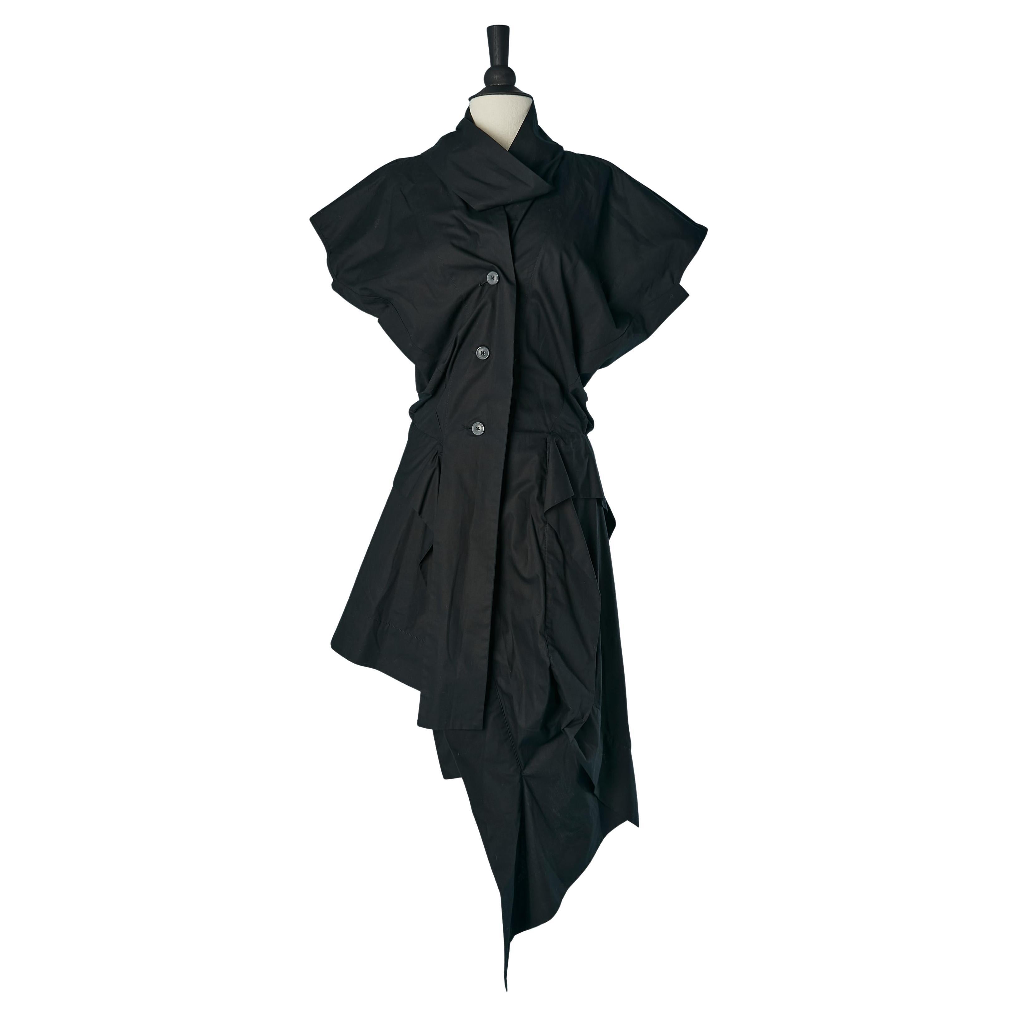Black asymmetrical cotton chemise dress VIVIENNE WESTWOOD en venta