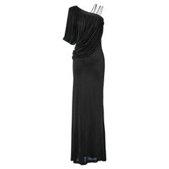 Black asymmetrical draped  evening gown Givenchy