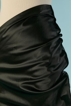 Black asymmetrical draped satin skirt JEAN-PAUL GAULTIER