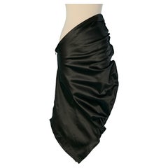 Black asymmetrical draped satin skirt JEAN-PAUL GAULTIER