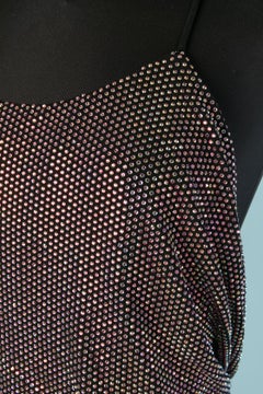 Black asymmetrical jersey mini slip dress with rhinestone ALEXANDRE VAUTHIER